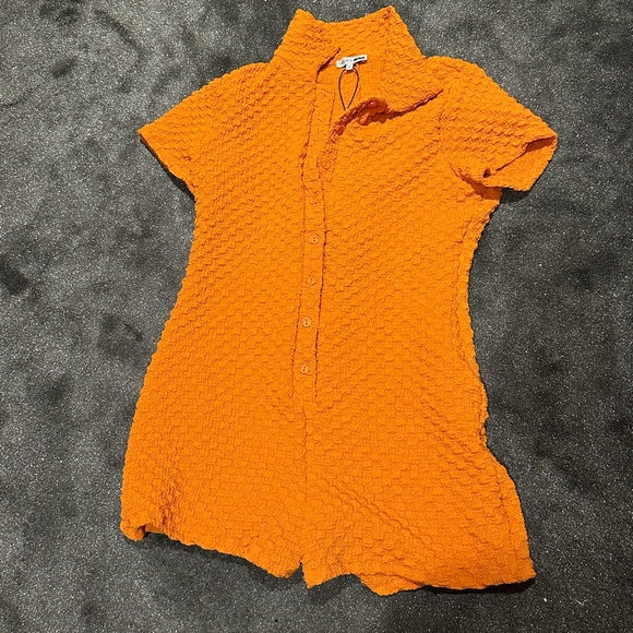 Fashion Nova Pants - Fashion Nova Orange Textured Jumpsuit